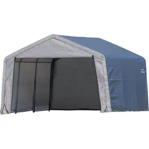 ShelterLogic Folien Weidezelt Zeltgarage Grau 370x370x260 cm günstig