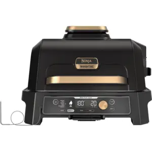 Ninja Woodfire Pro Connect XL Elektrischer Outdoor Grill & Smoker mit Abdeckung in Schwarz | OG901EUBK1 | von SharkNinja