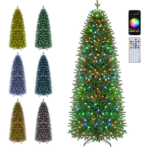 Costway 225 cm Bleistift Weihnachtsbaum mit LED-Leuchten Künstlicher Tannenbaum mit 948 Zweigen günstig