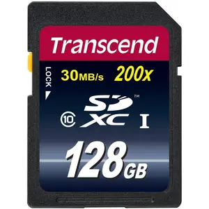 Transcend SDXC Ultimate 200x (128 GB, SDXC, U1, UHS-I), Speicherkarte, Blau
