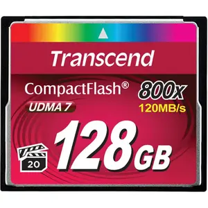 Transcend Premium CompactFlash 128GB Card R120MB/s VGP 20 MLC (128 GB, CF, U3, UHS-II), Speicherkarte, Schwarz günstig