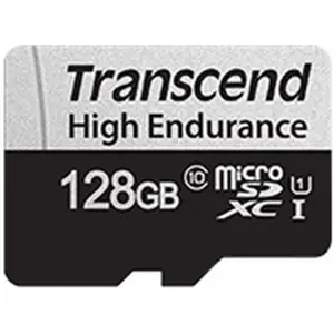 Transcend microSDXC 350V 128GB Class 10 UHS-I U1 (128 GB, microSDXC, U1, UHS-I), Speicherkarte, Schwarz, Silber