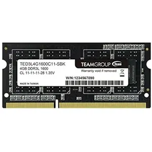 Team Group 4GB DDR3L SO-DIMM memory module 1 x 4 GB 1600 MHz (1 x 4GB, 1600 MHz, DDR3L-RAM, SO-DIMM), RAM, Schwarz