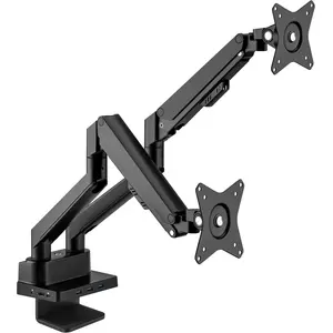 Manhattan Aluminium-Tischhalterung mit Gasdruckfeder für zwei Monitore & 8-in-1-Dockingstation (Boden, 32", 9 kg), Monitor Halterung, Schwarz günstig