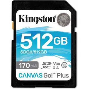 Kingston Canvas Go! Plus (512 GB, SDXC, U3, UHS-I), Speicherkarte, Schwarz