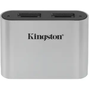 Kingston Card Reader Extern Workflow Dual-Slot mSD (USB 3.1), Speicherkartenlesegerät, Silber, Schwarz