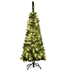 COSTWAY Künstlicher Weihnachtsbaum, mit 150 warmweißen LEDs, 226 PVC S...