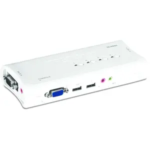 Trendnet TK-409K KVM Switch 4-Port USB Kit mit Audio, KVM Switch, Blau