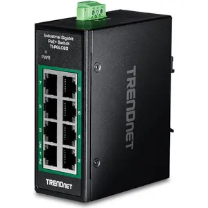 Trendnet 8-Port Industrial Gigabit (8 Ports), Netzwerk Switch, Schwarz