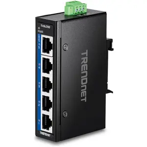 Trendnet TI-GLC50 5-Port Gigabit Industrial DIN-Rail Mini (5 Ports), Netzwerk Switch, Schwarz