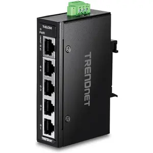 Trendnet TI-ELC50 5-Port Ethernet Mini Switch Industrial DIN-Rail (5 Ports), Netzwerk Switch, Schwarz