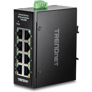 Trendnet TI-ELC80 8-Port Ethernet Mini Switch Industrial DIN-Rail (8 Ports), Netzwerk Switch, Schwarz