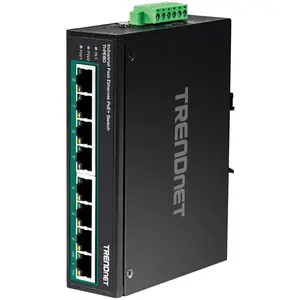 Trendnet Industrie Switch 8 Port Fast Eth. PoE+ L2 DIN-Rail (8 Ports), Netzwerk Switch, Schwarz