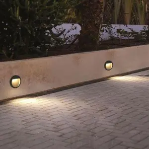 SILAMP 2W 220V 55° Grau IP65 Runde LED-Treppenleuchte für den Außenber...