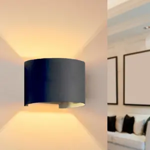 SILAMP Wandleuchte Schwarz LED 6W IP54 Abgerundete Form - Neutralweiß ...