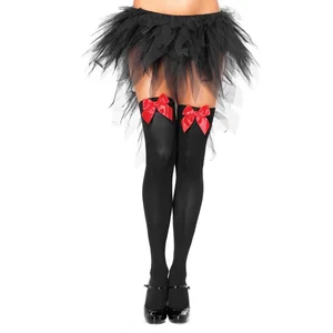 Leg Avenue Overknees Halterlose Strümpfe mit Schleife schwarz-rot Unverzichtbares Accessoire für Damen, vielseitig kombinierbares Kost günstig