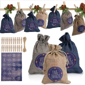 Jiubiaz Adventskalender zum Befüllen Weihnachten Säckchen Decor 24 Sto...