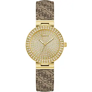 Guess Damen-Armbanduhr IVY Beige 32mm mit Lederarmband & 3 bar Wasserschutz   GW günstig