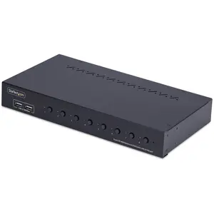 StarTech.com 8 Port DisplayPort KVM Switch, 1HE Rackmount Satz, 4K 60Hz DP 1.2, KVM Umschalter, Taste/Hotkey, Displayport Switch KVM, 4-Port USB Hub, OS Unabhängig, TAA, 3840 x 2160 Pixel, 4K Ultra HD, Rack-Einbau, 1U, 36 W, Schwarz
