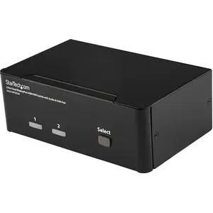 StarTech.com 2 Port Dual DisplayPort USB KVM Switch mit Audio - DisplayPort Desktop KVM Umschalter, 3840 x 2400 Pixel, 4K Ultra HD, 18 W, Schwarz