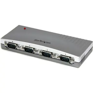 StarTech.com 4-Port USB auf RS232 Seriell DB9 Adapter Hub, USB, Seriell, Silber, Kunststoff, CE, FCC, RoHS, 1 W