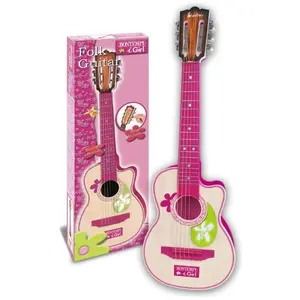 Bontempi Pink Wooden Guitar with 6 strings, 70 cm (207071)