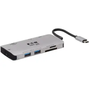 Eaton USB-C Dock 4K HDMI USB 3.2 Gen 1 USB-A Hub GbE Memory Card 100W PD Charging (USB-C, 4 Ports), Dockingstation + USB Hub, Grau