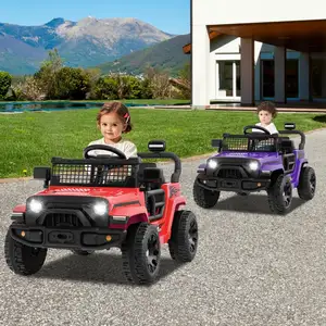 Costway 12V Kinder Elektroato Elektro Kinderauto mit Fernbedienung & Musik & Hupe & LED-Lichter Elektrofahrzeug mit 3 Geschwindigkeiten Rot günstig