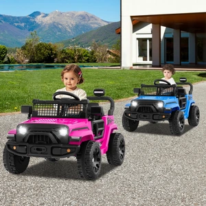 Costway 12V Kinder Elektroato Elektro Kinderauto mit Fernbedienung & Musik & Hupe & LED-Lichter Rosa günstig