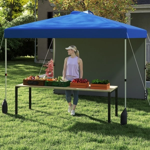Costway 3 x 3 m Pop-up-Pavillon mit Seitenwand Tragbarer Gartenpavillon inkl. Schattenspender mit Rolltasche Blau günstig