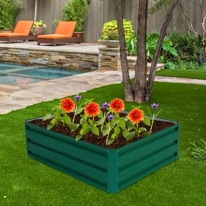 Costway Hochbeet Stahl Rechteckiges Pflanzkasten Erhöhtes Gartenbeet Frühbeet für Gemüse Blumen Kräuter Grün 100 x 30,5 x 80 cm günstig