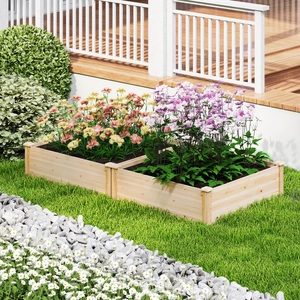 Costway Blumenkasten Hochbeet Holz Pflanzkasten quadratisch Gartenbeet mit offenem Boden Pflanzbeet für Garten Rasen Terrasse Balkon 102 x 102 x 30 cm Natur günstig
