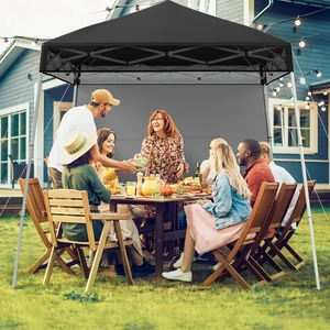 Costway Pavillon 2x2 m Pop up Faltpavillon Höhenverstellbar mit Seitenwand & Bodenhaken Wasserdicht & Sonnenschutz Partyzelt Schwarz günstig