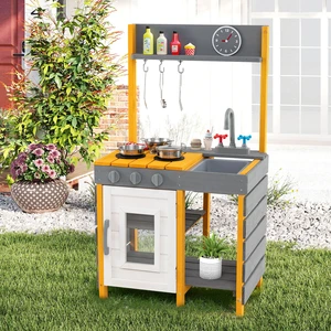 Costway Matschküche Kinder Outdoor Spielküche mit Herd & Abnehmbarer Spüle & Wasserhahn Outdoor Kinderküche
