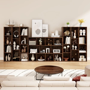 Costway Bücherregal mit 11 Fächern Bücherschrank Büroregal Würfelregal 74 x 24 x 106 cm Kaffee günstig