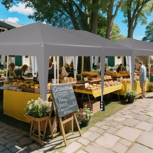 Costway 3 x 6 m Pop up Faltpavillon mit Tragetasche auf Rollen & UV Schutz 50+ Partyzelt Grau günstig