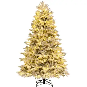Costway 210 cm Künstlicher Weihnachtsbaum mit Schnee und Beleuchtung Tannenbaum mit 450 Warmweißen LED-Lichtern