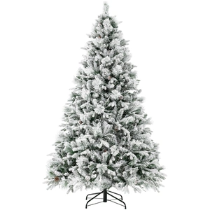Costway 210 cm Künstlicher Weihnachtsbaum mit Schnee & 8 Lichtmodi & 1270 PE PVC Zweigspitzen