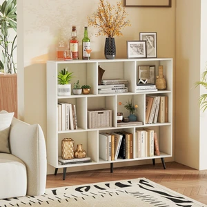 Costway Bücherregal mit Fächern Standregal mit 3 Ebenen & Holzbeine Würfelregal Büroregal 120 cm günstig