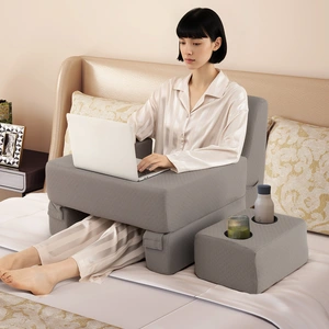 Costway Lesekissen für Bett & Sofa Bücherkissen mit Getränkehalter Ergonomisches Rückenkissen Grau günstig