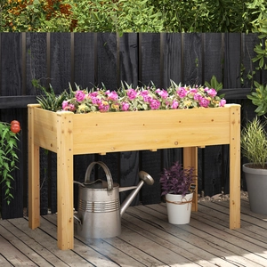 Costway Hochbeet Holz Erhöhtes Gartenbeet Pflanzkasten mit Drainagelöchern Gemüsebeet Pflanzbeet rechteckig 120 x 60 x 82 cm Natur günstig