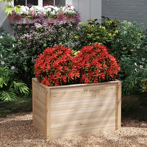 Costway Erhöhtes Hochbeet Holz Gartenbeet tief Pflanzkasten mit offenem Boden 100 x 64 x 65,5 cm Natur günstig