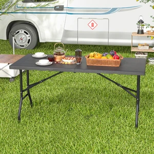 Costway Klappbarer Campingtisch mit HDPE-Tischplatte & Tragegriff Gartentisch Klapptisch 152 x 70 cm