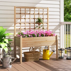 Costway Pflanzkasten mit Rankgitter Blumenkasten Gartenspalier Hochbeet mit Spalier Rankhilfe günstig