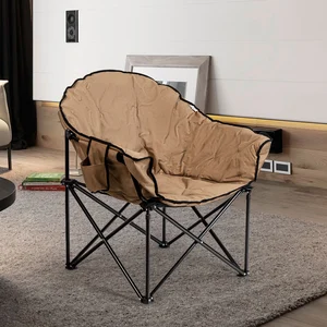 Costway Übergroßer Campingstuhl mit Getränkehalter & Hoher Rückenlehne Faltbares Campingsofa Belastbarkeit bis 200 KG Braun