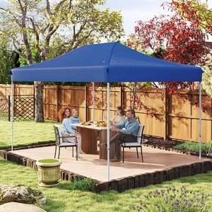 Costway 3 x 4,5 m Faltpavillon mit Rollentasche & 4 Seilen Höhenverstellbarer Pop Up Pavillon Gartenpavillon Dunkelblau günstig