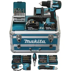 Makita DDF484RTX6, Handbohrmaschine, Bürstenlos, Schwarz, Blau, 1,3 cm...