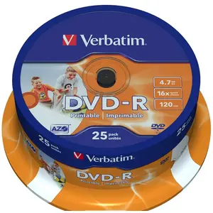 Verbatim 4.7 Gb Bedruckbare 16x Geschwindigkeit Dvd-r 25 Einheiten günstig