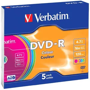 Verbatim 4.7 Gb Farbe 16x Geschwindigkeit Dvd-r 5 Einheiten günstig