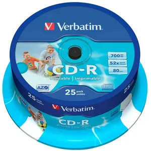 Verbatim Cd-r 700mb Bedruckbar 52x Geschwindigkeit 25 Einheiten günstig
